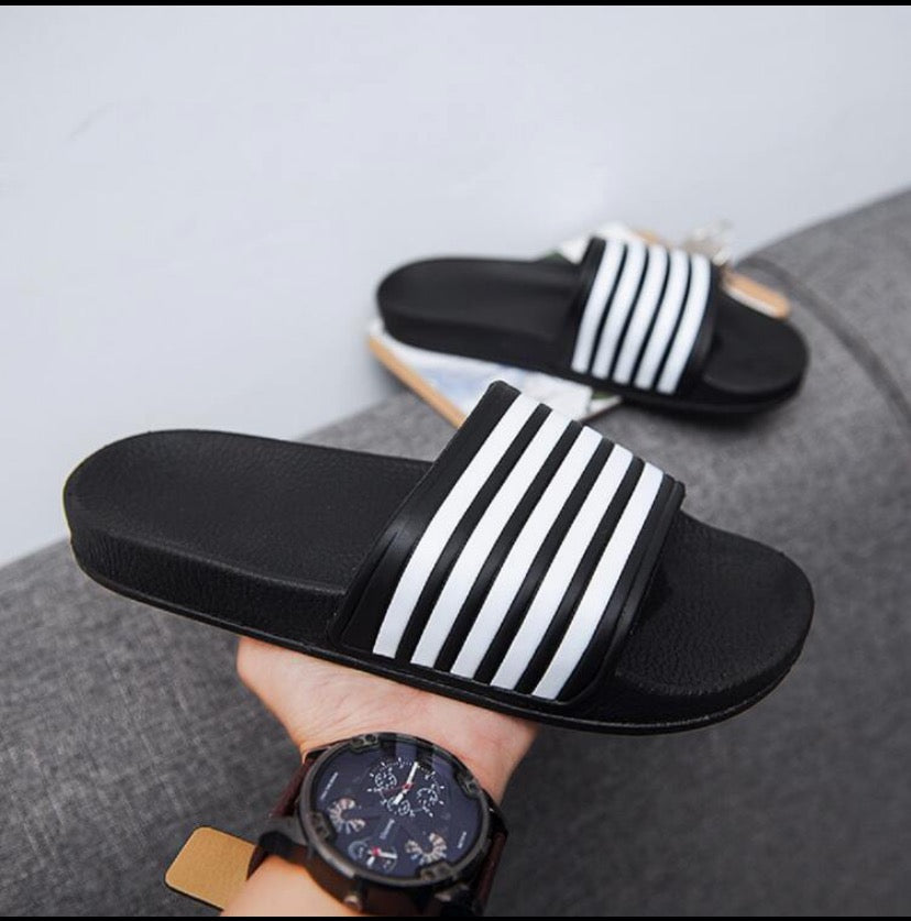 Striped Men's Flip Flops Anti-slip Durable Beach Sandals, Summer Classic Couple Slippers For Water Activities