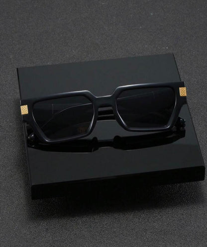 Name :1pc Men's Black Plastic Polygonal Frame Cool Korean Ins Style Trendy Sunglasses Suitable For Outdoor Sun Protection Casual