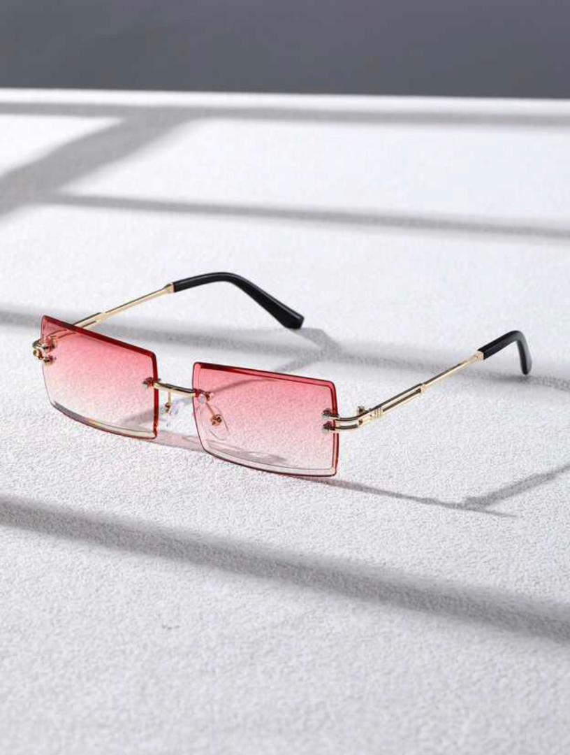 Men Tinted Lens Rimless Fashion Glasses Vintage