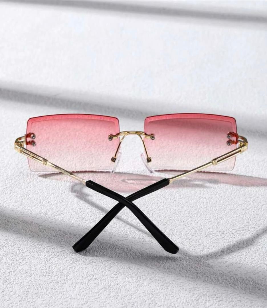 Men Tinted Lens Rimless Fashion Glasses Vintage