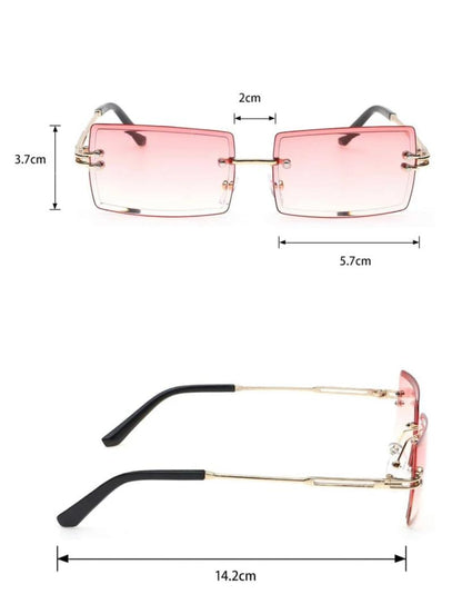 Men Tinted Lens Rimless Fashion Glasses Vintage