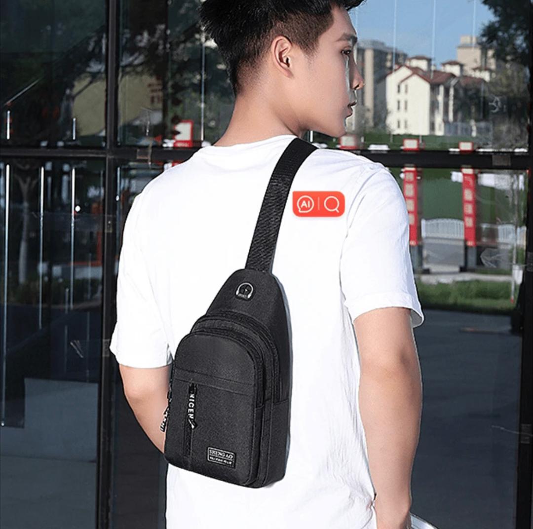 Men's Fashionable And Convenient Casual Chest Bag, Made Of Oxford Fabric For Sports, Travel And Running With Random Logo