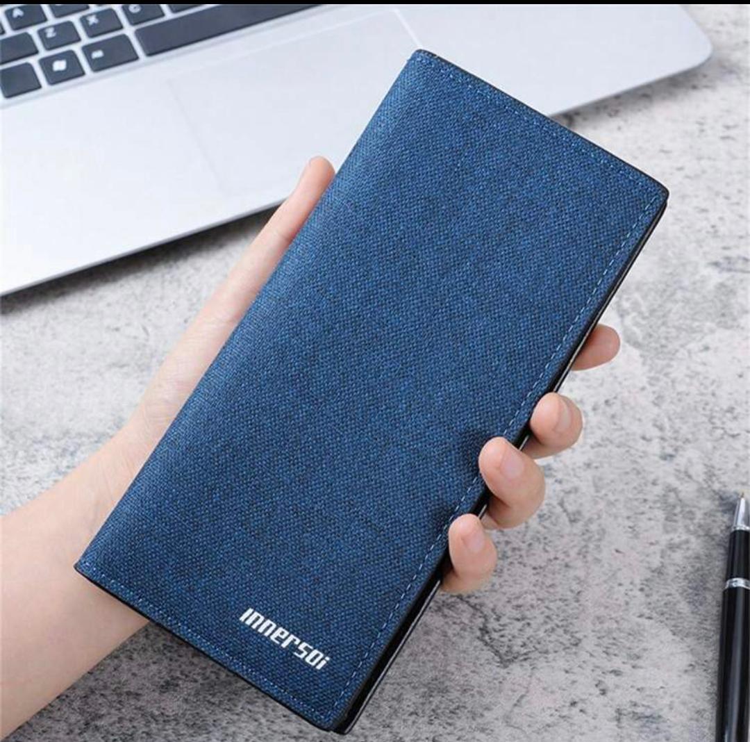 Men's Canvas Long Wallet With Multiple Card Slots For Students And Youth, Casual And Formal Style, High-End Leather Lining