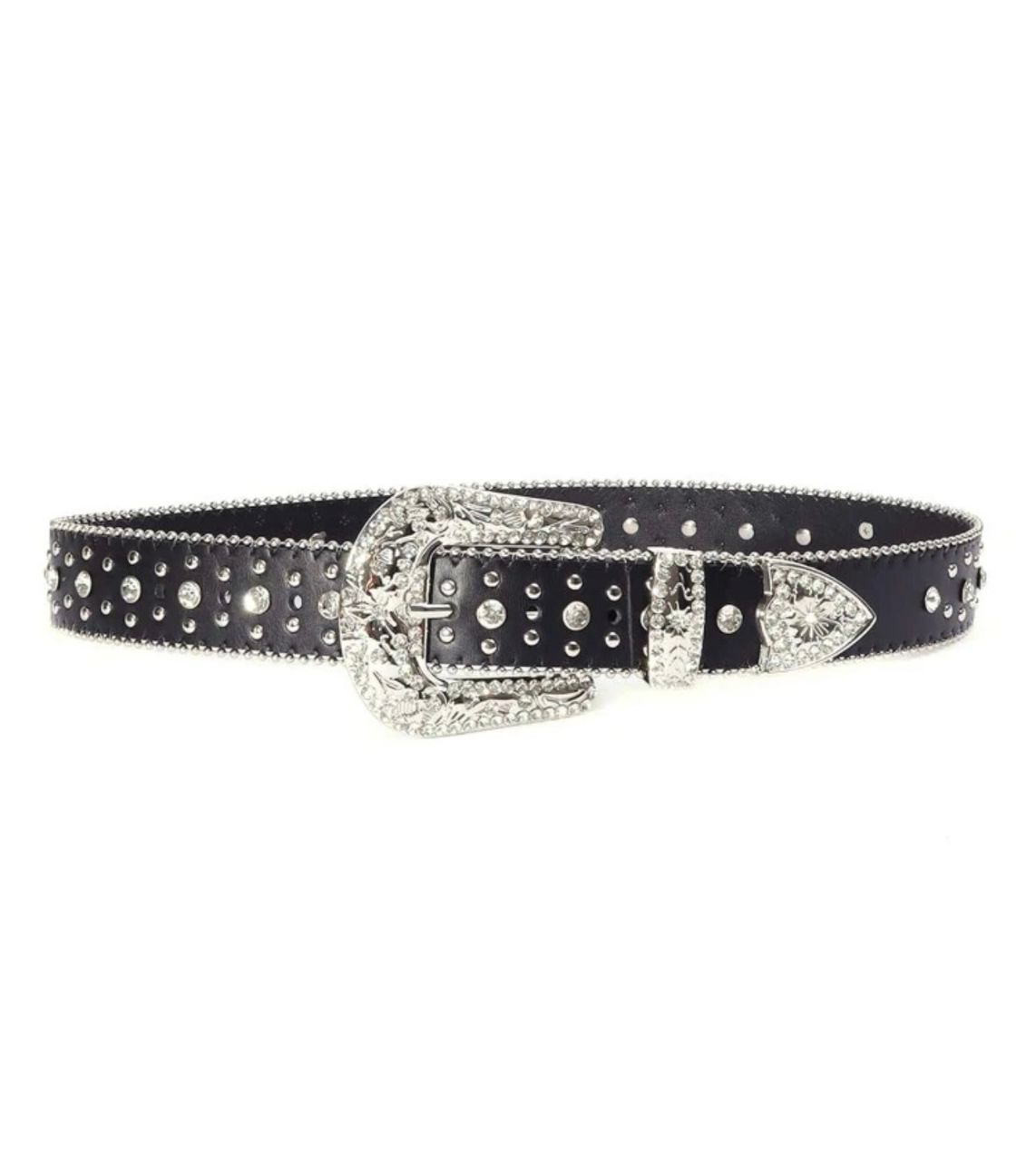 1pc Black Unisex Rhinestone Decor Buckle Punk Boho Belt For Daily Decoration Party