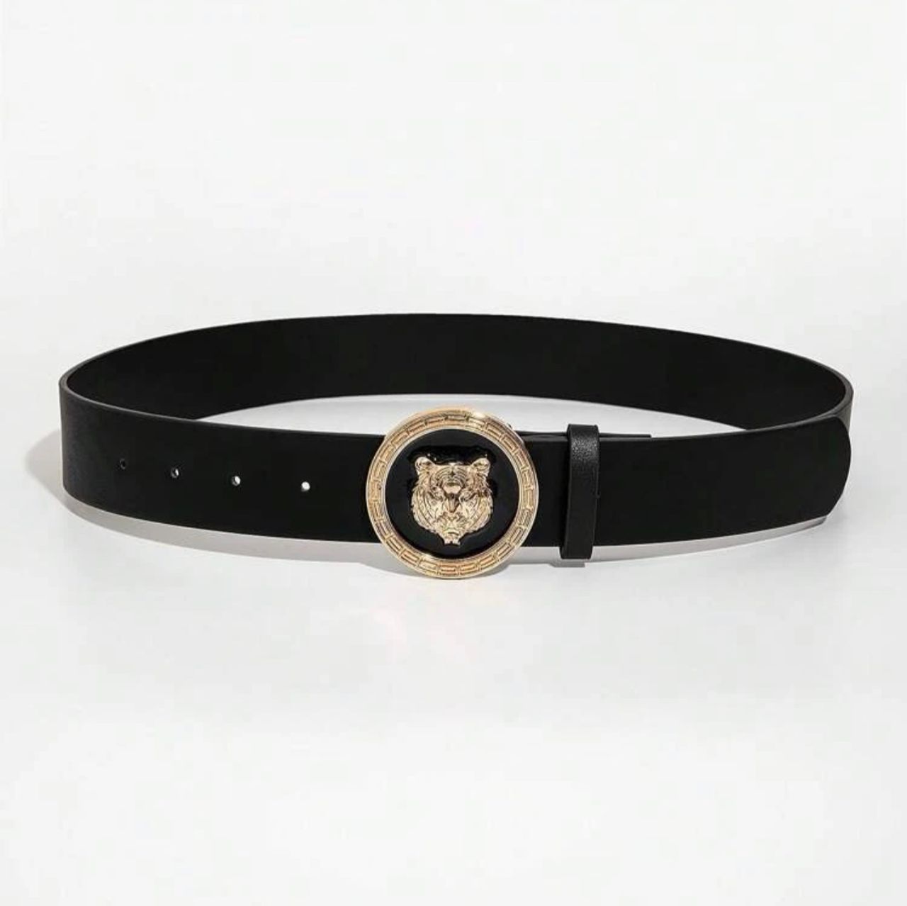 1pc Men Brown Tiger Buckle PU Belt