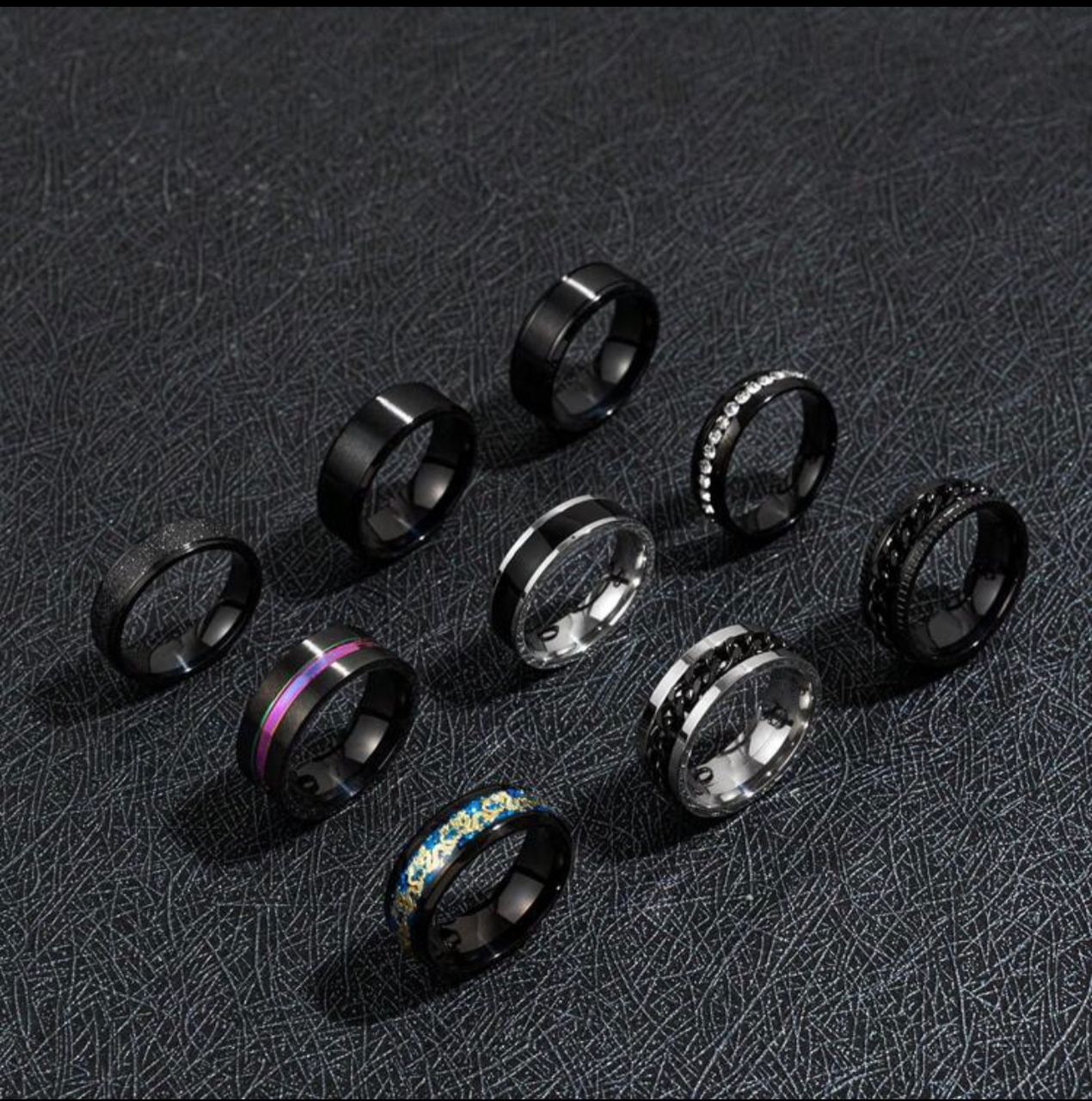 9pcs/Set Stainless Steel Men's Popular Fashion Gift Rings