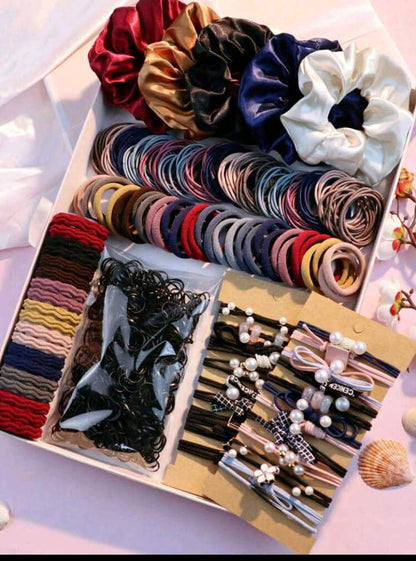 1085PCS Dark Hair Accessories For Woman Set Seamless Ponytail Holders Variety Hair Scrunchies HairBands Scrunchy Hair Tie