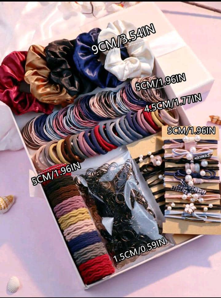 1085PCS Dark Hair Accessories For Woman Set Seamless Ponytail Holders Variety Hair Scrunchies HairBands Scrunchy Hair Tie