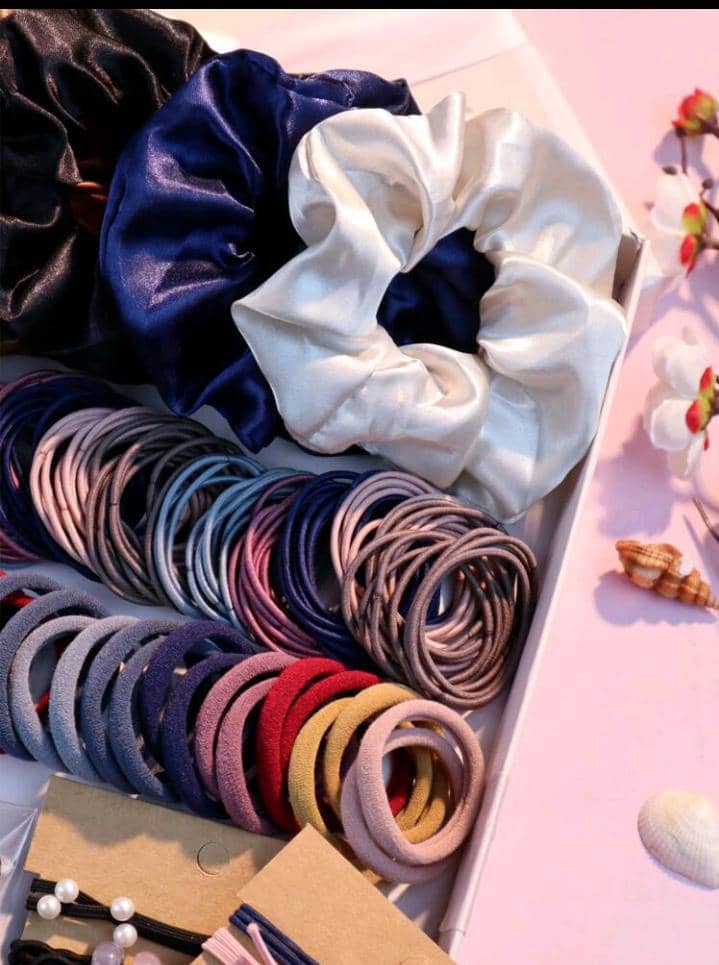 1085PCS Dark Hair Accessories For Woman Set Seamless Ponytail Holders Variety Hair Scrunchies HairBands Scrunchy Hair Tie