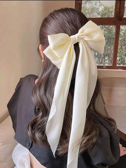 2pcs Women's Oversized Black & White Satin Bow Hair Clip, Elegant & Versatile Retro Fashion Hair Accessory For Daily Wear & Outfit Decoration Cute