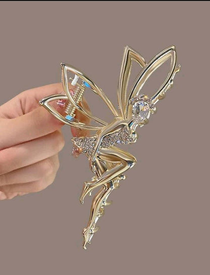 1pc Women's Shinny Pearl Decor Butterfly & Music Note Design Hair Claw Clip For High Ponytail And Bun, Daily Use Street