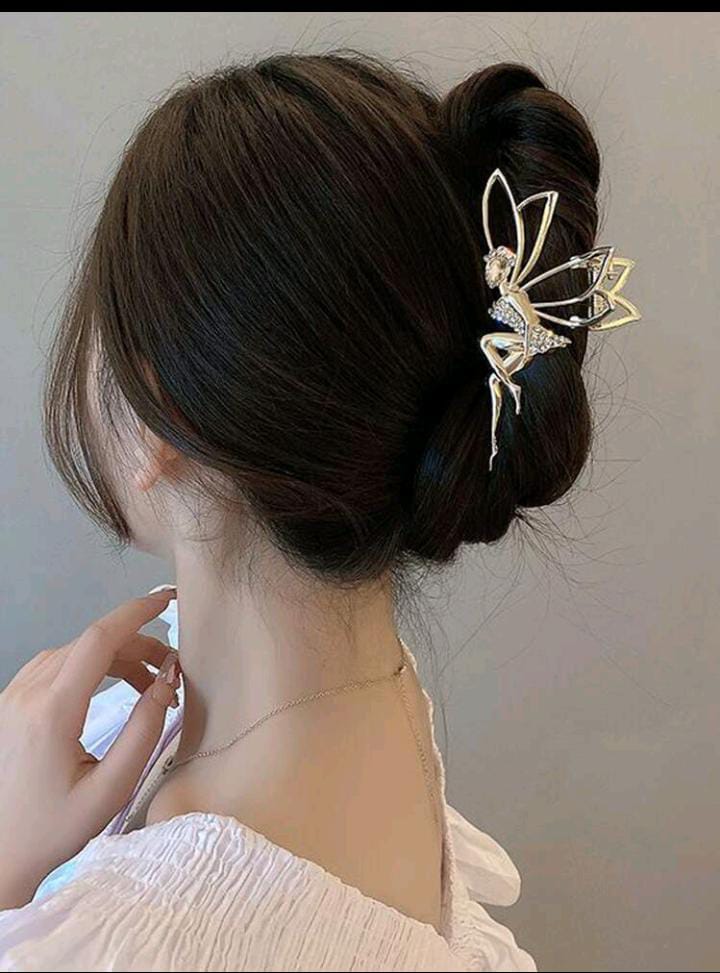 1pc Women's Shinny Pearl Decor Butterfly & Music Note Design Hair Claw Clip For High Ponytail And Bun, Daily Use Street