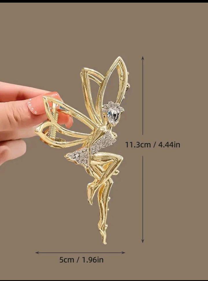 1pc Women's Shinny Pearl Decor Butterfly & Music Note Design Hair Claw Clip For High Ponytail And Bun, Daily Use Street