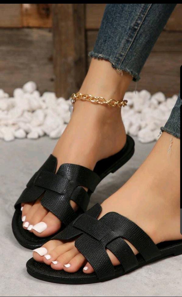 Women's Casual Comfortable Stylish Flat Sandals For Summer, Black Flat Sandals