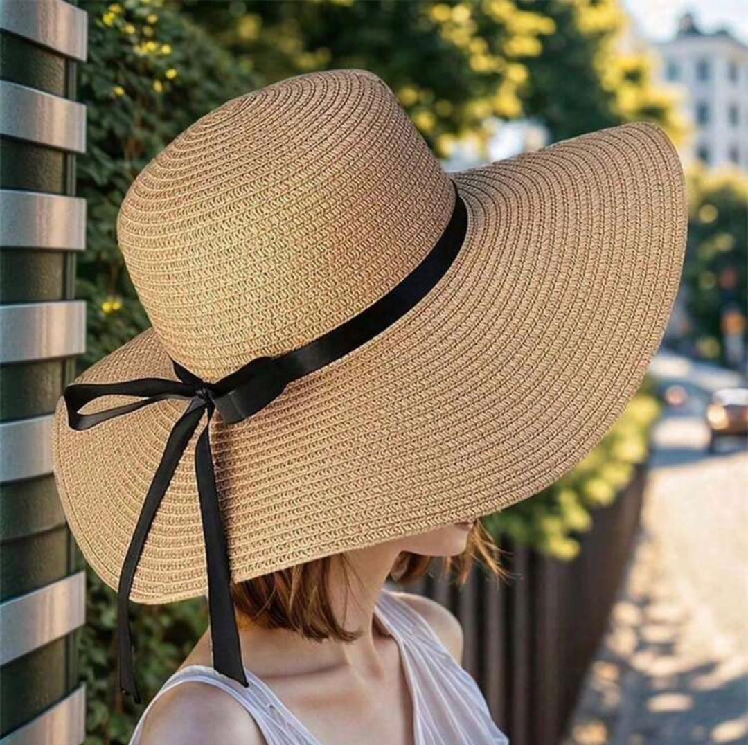 1 Pc Of Vintage Oversized Foldable Sun Hat - Large Brimmed Soft Straw Hat, Suitable For Summer Travel And Outdoor Wear