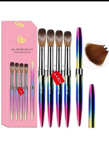 4Pcs Acrylic Nail Brush Set Acrylic Powder Brush Poly Extension Gel Brush Nail Polish Carving Pen For Women Home Solon Diy Nail Art Brushes Nail Pen