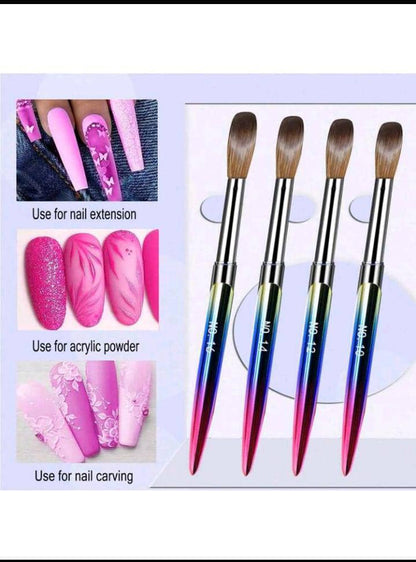 4Pcs Acrylic Nail Brush Set Acrylic Powder Brush Poly Extension Gel Brush Nail Polish Carving Pen For Women Home Solon Diy Nail Art Brushes Nail Pen