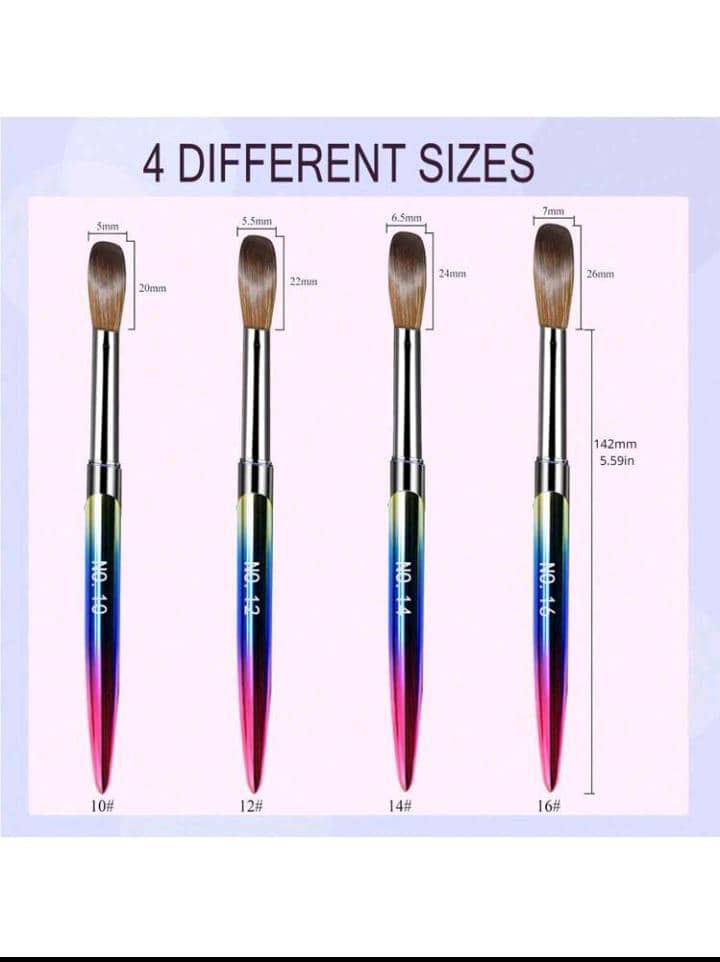 4Pcs Acrylic Nail Brush Set Acrylic Powder Brush Poly Extension Gel Brush Nail Polish Carving Pen For Women Home Solon Diy Nail Art Brushes Nail Pen