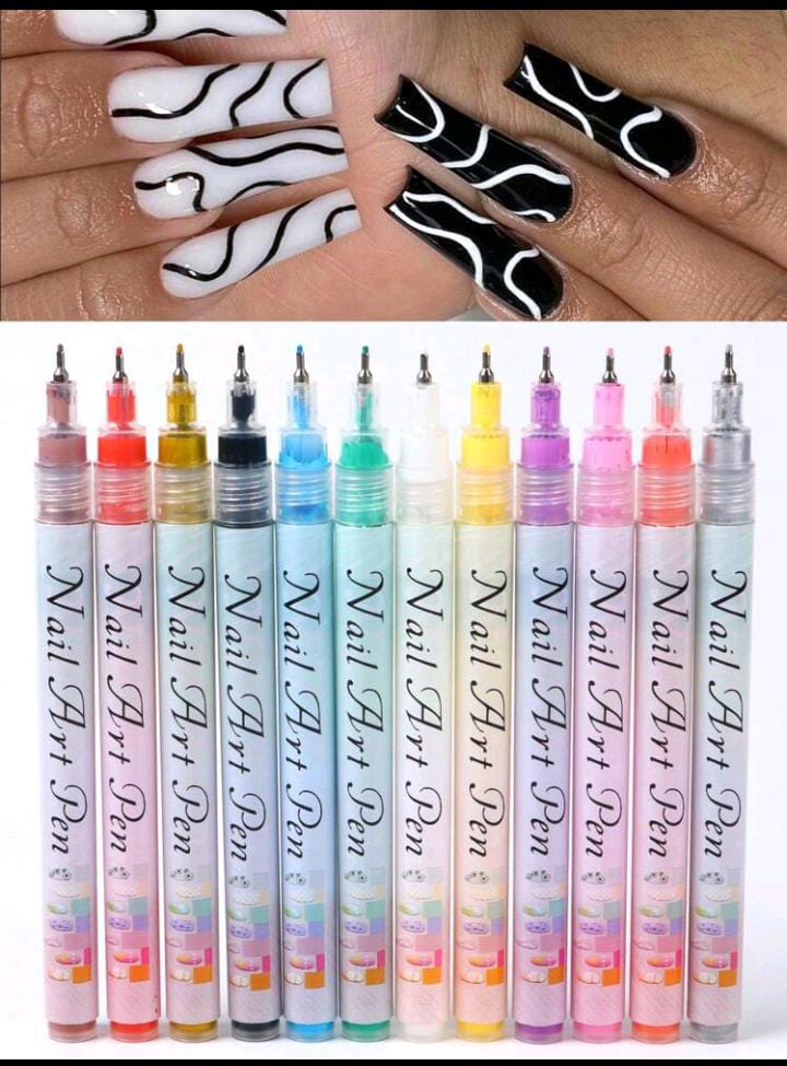 12Pcs/Set Nail Art Graffiti Pen Nail Marker Drawing Abstract Lines Fine Detail Floral Design Waterproof Nail Art Pen Tools Nail Graffiti Pens For Nail Art Supplies