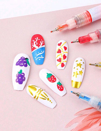 12Pcs/Set Nail Art Graffiti Pen Nail Marker Drawing Abstract Lines Fine Detail Floral Design Waterproof Nail Art Pen Tools Nail Graffiti Pens For Nail Art Supplies