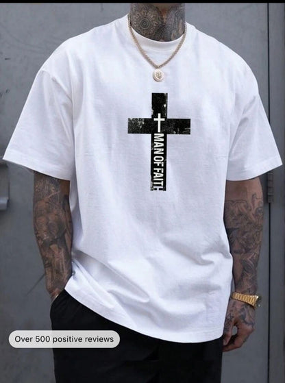 Manfinity Homme Men Cross & Letter Graphic Tee