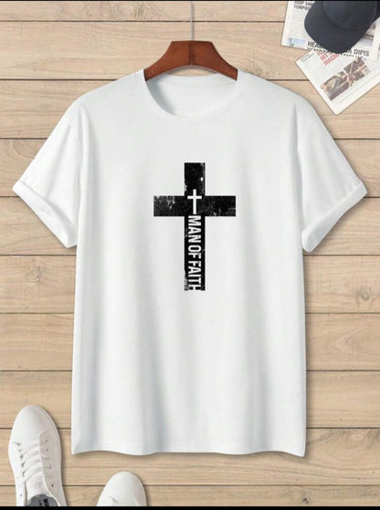 Manfinity Homme Men Cross & Letter Graphic Tee