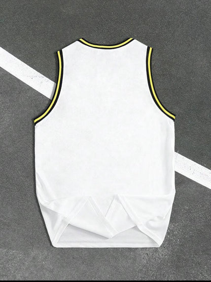 Manfinity Homme Men's Color Block 23 Letter Printed Tank Top ,Mesh Tank Top , Basketball Tank Top