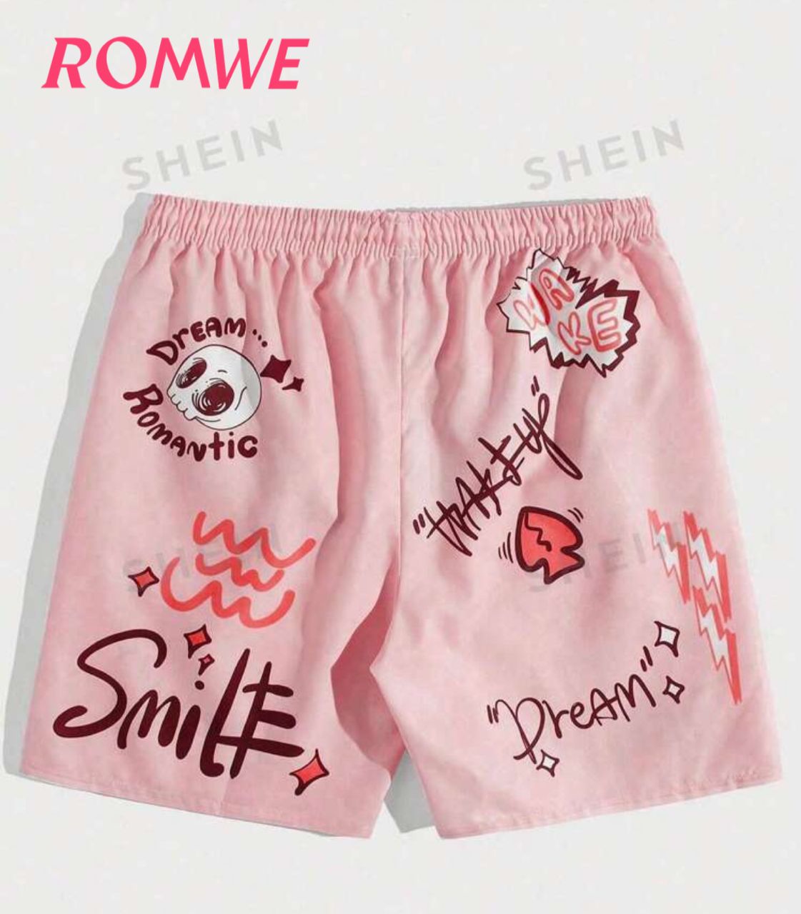 ROMWE Street Life Men Skull Letter Graphic Drawstring Waist Shorts