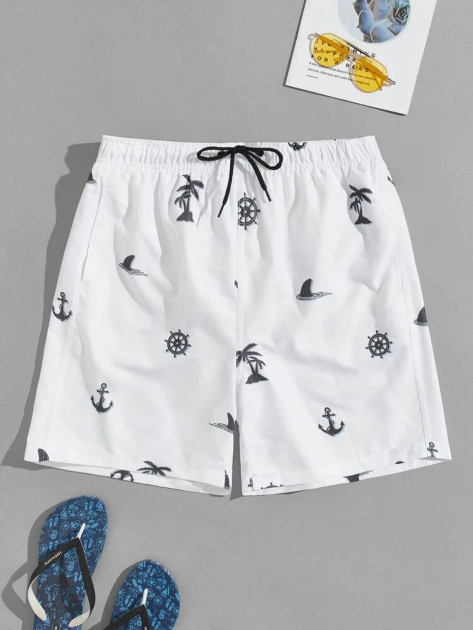 Manfinity Swimmode Men Tropical Print Swim Trunks