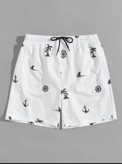 Manfinity Swimmode Men Tropical Print Swim Trunks