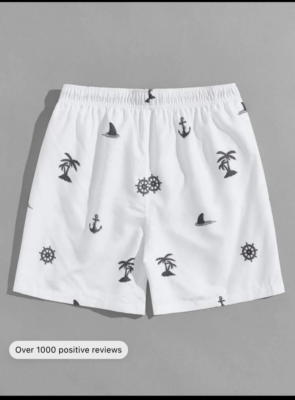 Manfinity Swimmode Men Tropical Print Swim Trunks