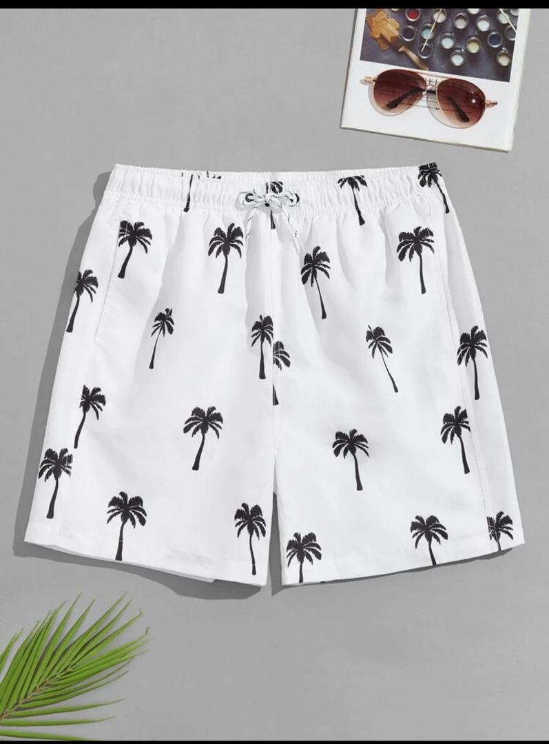 Manfinity Swimmode Men Tropical Print Drawstring Swim Shorts