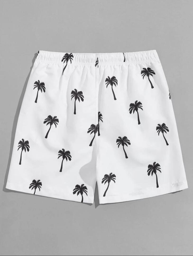 Manfinity Swimmode Men Tropical Print Drawstring Swim Shorts