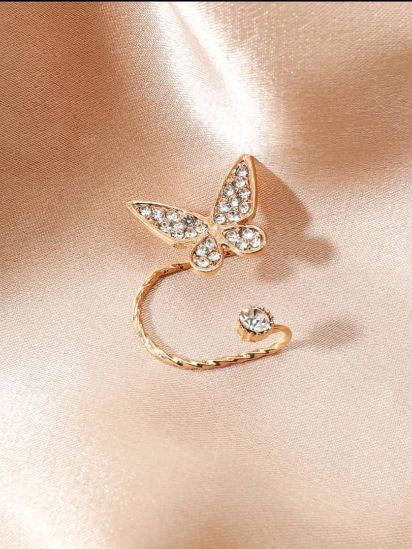 1pc Rhinestone Butterfly Decor Ear Cuff