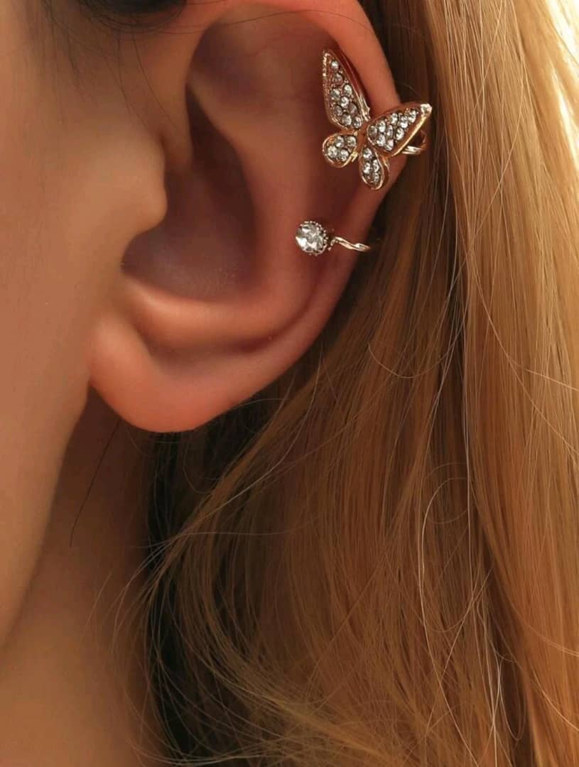 1pc Rhinestone Butterfly Decor Ear Cuff