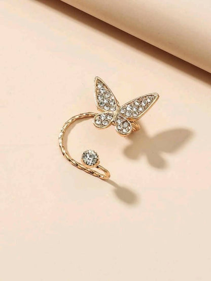 1pc Rhinestone Butterfly Decor Ear Cuff