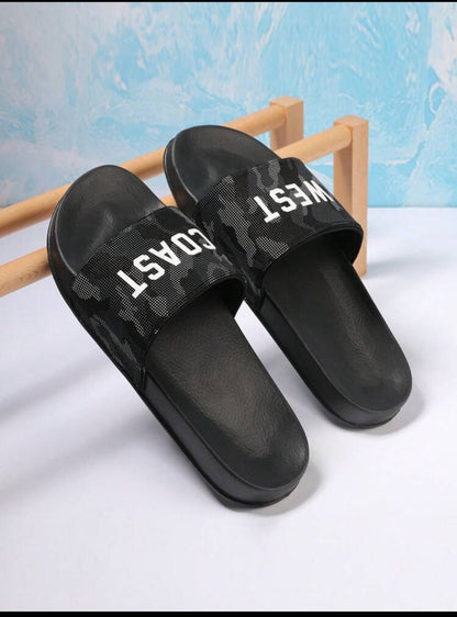 2024 New Arrival Men's Fashionable Slippers, Camouflage Pattern Indoor & Outdoor Flat Slides, Eva Beach Flip Flops