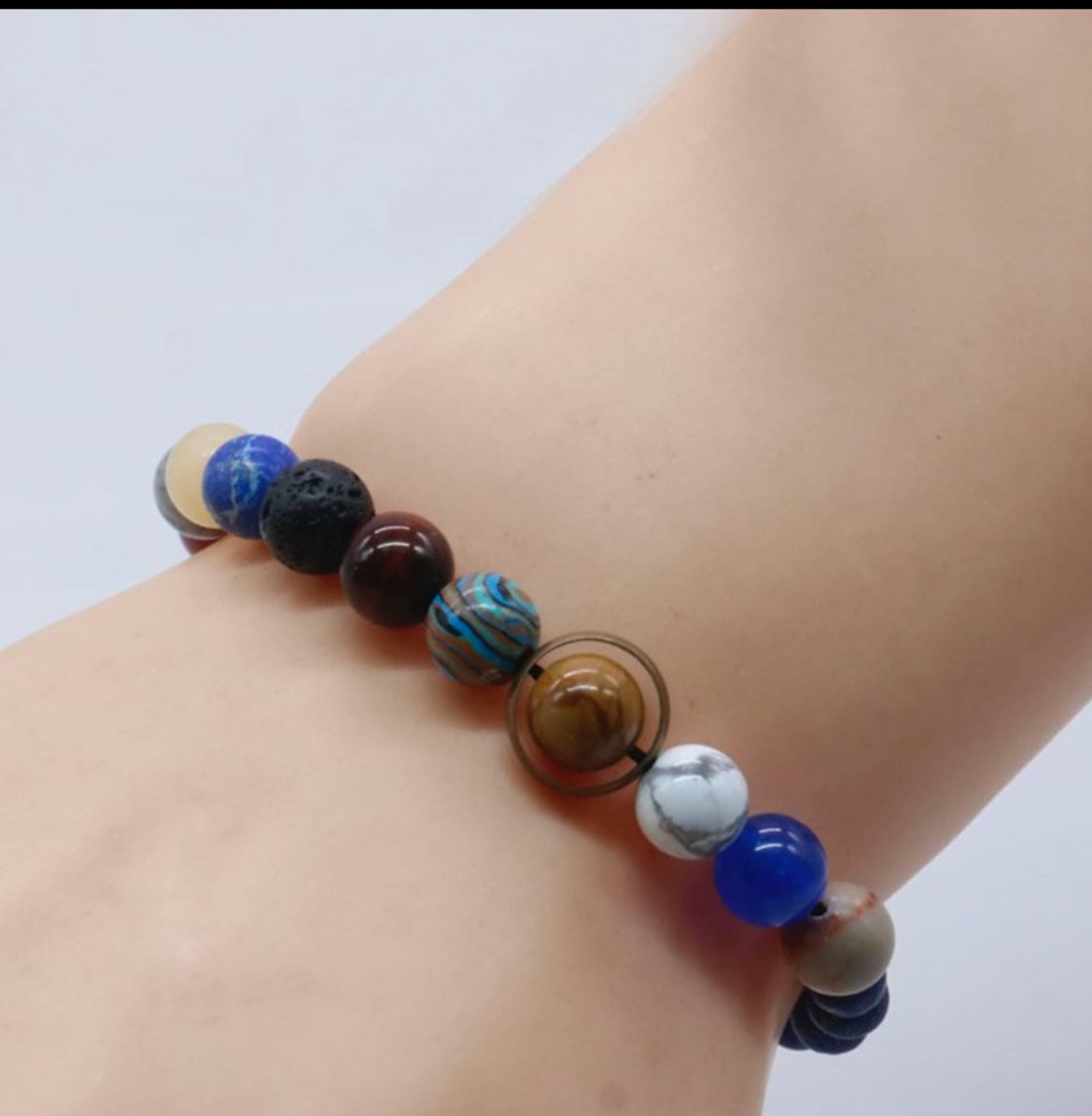 Fashion Eight Planets Beaded Bracelet Men's Natural Stone Cosmic Yoga Chakra Bracelet