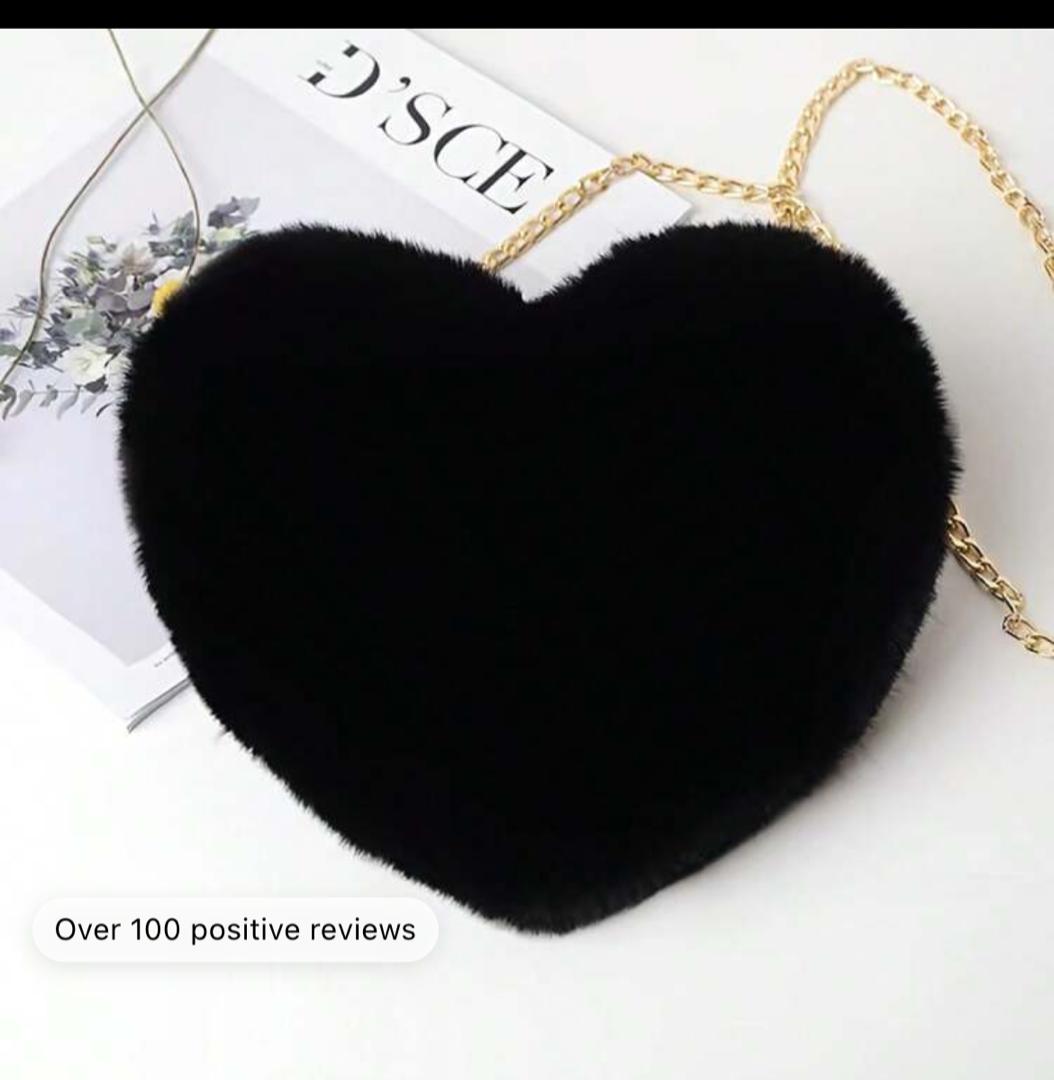 1PC Cute Heart-Shaped Plush Crossbody Bag - Handmade Handbags & Chain Shoulder Bag - Perfect For A Stylish Woman! ,Heart Bag, The Best Valentines' Gift For Her