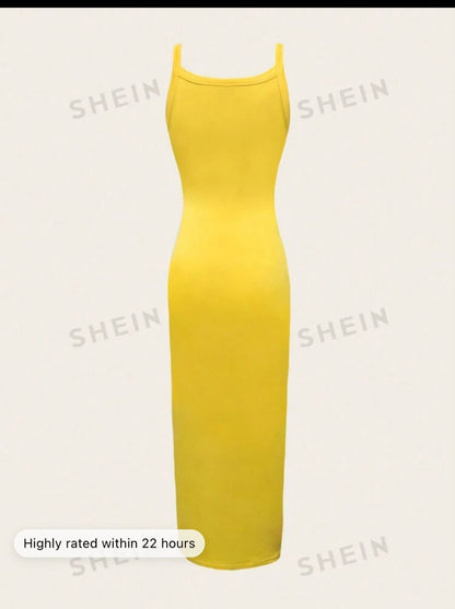 Privé Solid Color Sexy Bodycon Dress With Spaghetti Straps For Summer