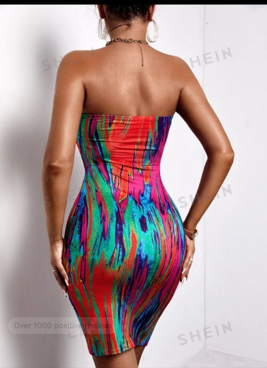 SXY Tie Dye Cut Out Bodycon Tube Dress