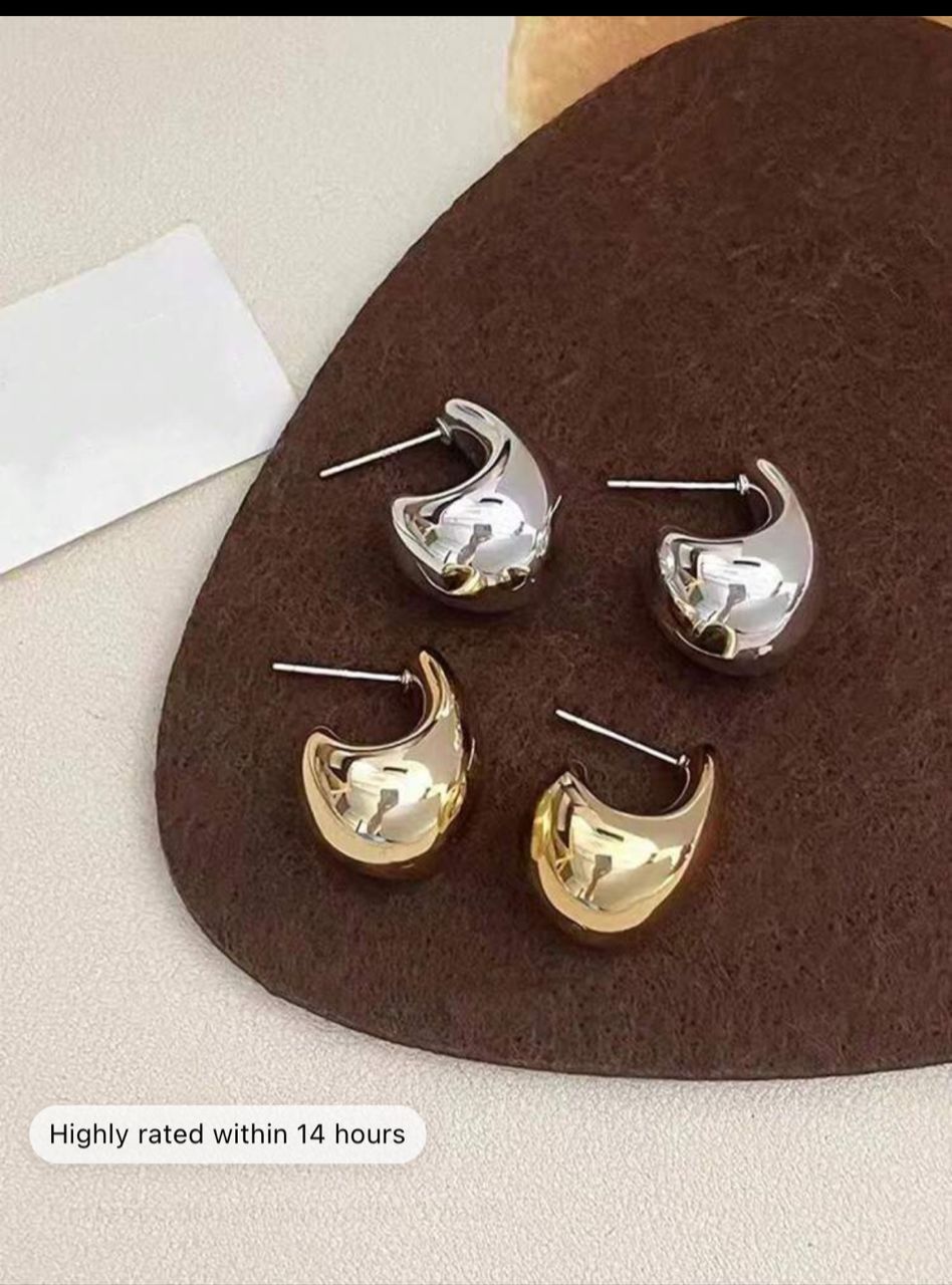 4pcs/Set Gold And Silver Irregular Waterdrop Earrings, European And American Style, Simple And Geometric, Acrylic For Daily Casual Wear