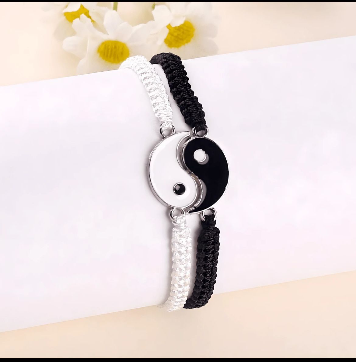 2pcs/Set Yin Yang Tai Chi Matching Bracelet Adjustable Cord Friendship Bracelets For BFF Relationship Boyfriend Girlfriend Gift