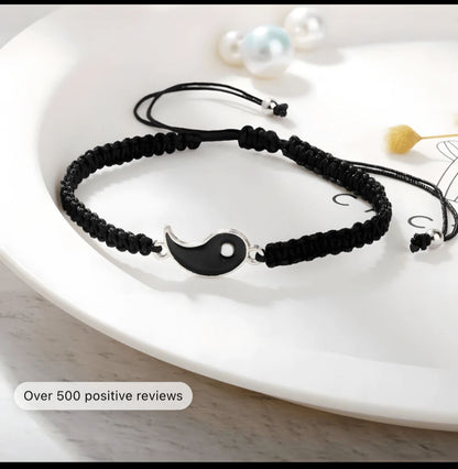 2pcs/Set Yin Yang Tai Chi Matching Bracelet Adjustable Cord Friendship Bracelets For BFF Relationship Boyfriend Girlfriend Gift