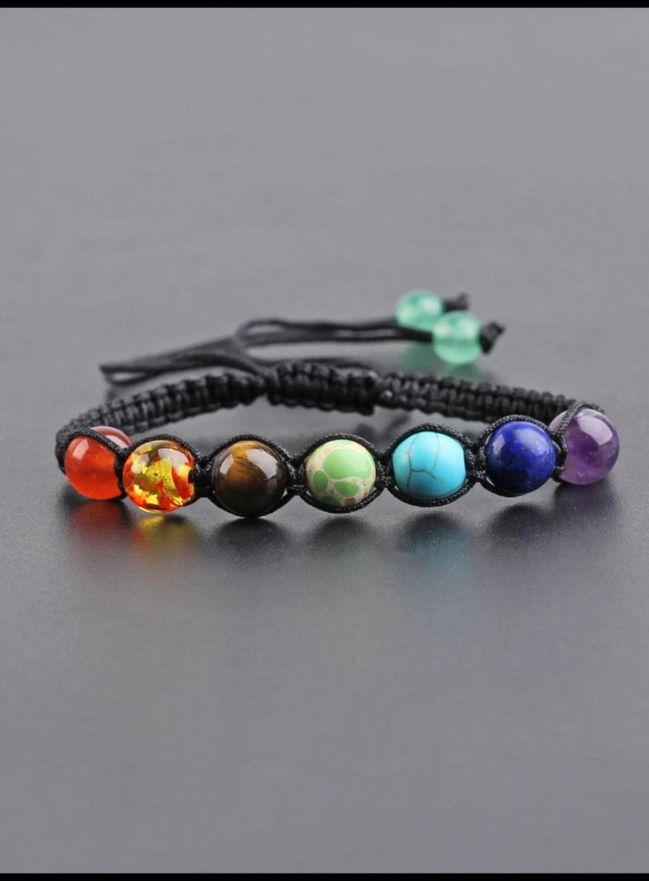 1pc 7 Chakra Beads Bracelet Natural Stone Braided Rope Yoga Reiki Healing Balance Bracelets & Bangles Meditation Gift