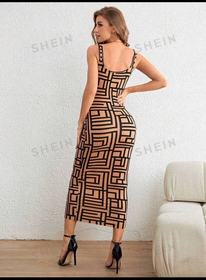 Privé Allover Print Tank Bodycon Dress