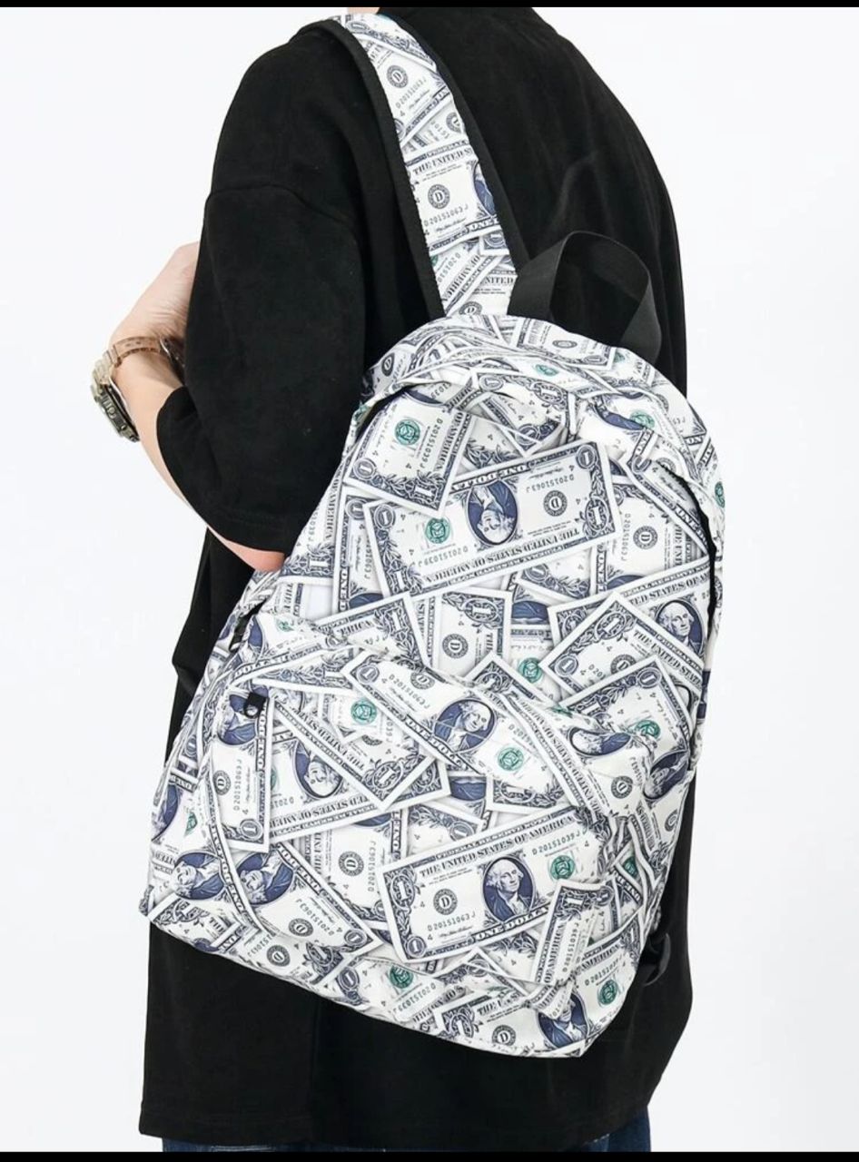 Men Dollar Print Casual School Bag School Bags Schoolbag School Backpack For School Daypack Laptop Bag Computer Bag Bookbag Rucksack Shoulder Bag Travel Bag Sport Bag College Bag School Supplies High School Senior High School Student College Student