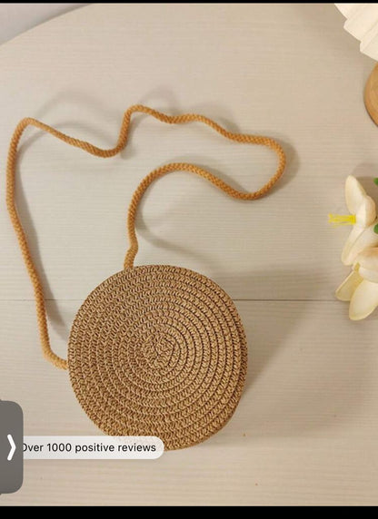 Round Women Woven Crossbody Bag For Ladies Children Cute Shoulder Rattan Handmade Knitted Candy Color Small Handbag,Summer Women Bags,Women Bags For Vacation,Holiday,Straw Purse,Straw Beach Bag,Beach Necessities,Beach Essentials,Beach Stuff & Summer