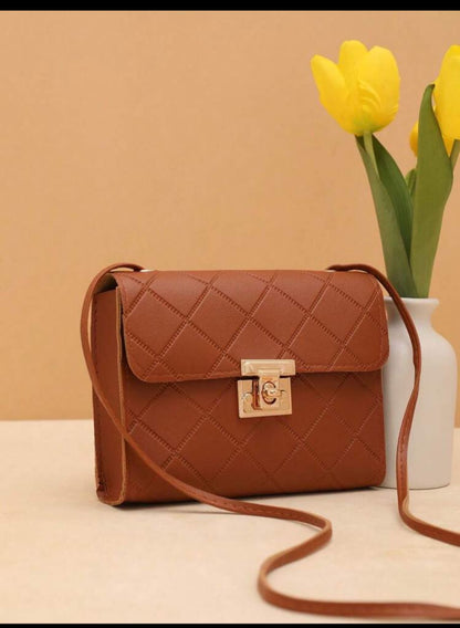 Fashionable Geometric Pattern Flip-Lock Square Shoulder Bag