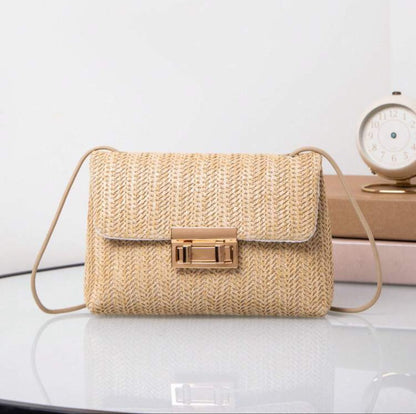 Fashionable Solid Color Woven Crossbody Bag, Perfect For Women' Daily Use